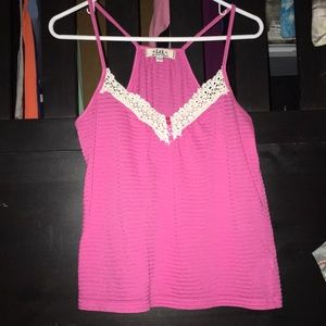 Pink and white tank top